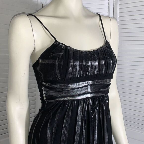 Vintage 90’s Y2K Black Empire Waist Metallic Party Dress Size Small - Picture 2 of 16